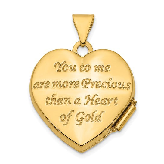 14ky with White Rhodium Knotted Heart of Gold Reversible Heart Locket