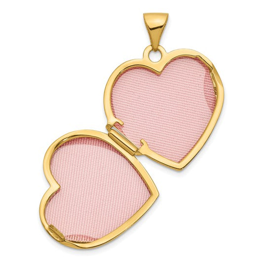 14ky with White Rhodium Knotted Heart of Gold Reversible Heart Locket