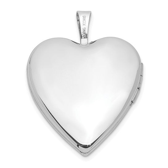 14K 20mm White Gold Polished Satin with Cross Heart Locket