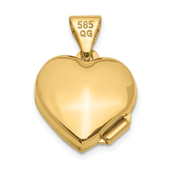 14ky with White Rhodium 12mm Diamond Heart Locket