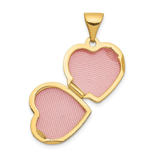 14ky with White Rhodium 12mm Diamond Heart Locket