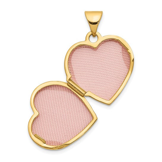 14ky with White Rhodium 15mm Heart Foot Prints Locket