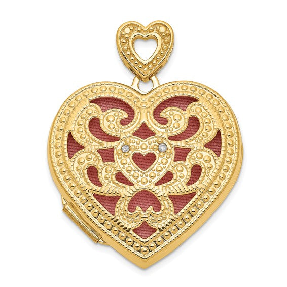 14ky 24mm with Diamond Vintage Heart Locket
