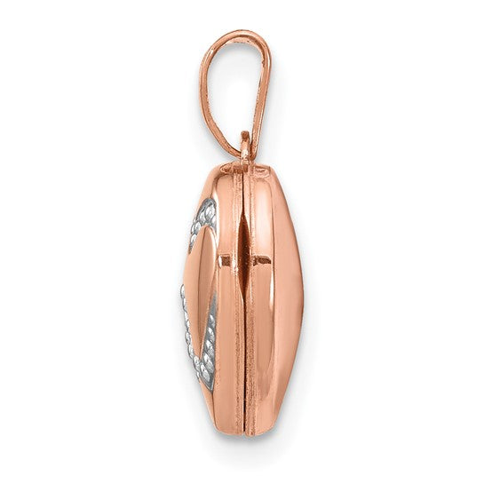 14k Rose Gold with White Rhodium 12mm Heart Locket