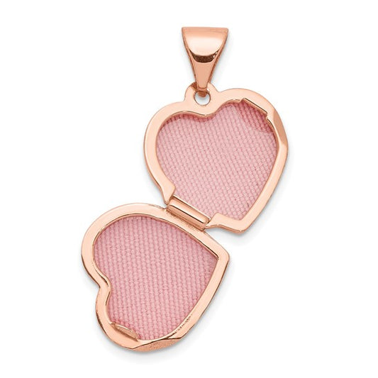 14k Rose Gold with White Rhodium 12mm Heart Locket