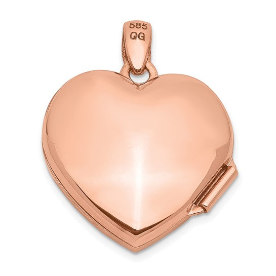 14k Rose Gold with Diamond Vintage 18mm Heart Locket