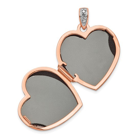 14k Rose Gold with Diamond Vintage 18mm Heart Locket