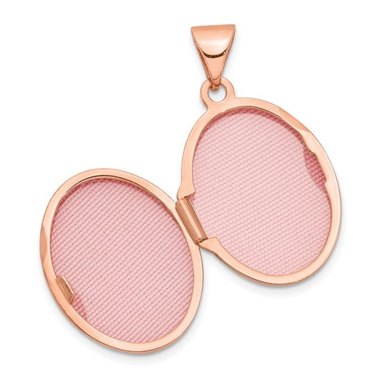 14k Rose Gold 17mm Scroll Oval Locket