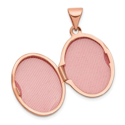 14k Rose Gold Polished 17mm Plain Oval Locket