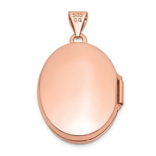 14k Rose Gold with Diamond and Black Fabric Vintage 21mm Oval Locket