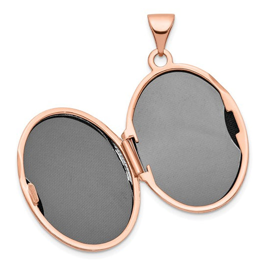14k Rose Gold with Diamond and Black Fabric Vintage 21mm Oval Locket