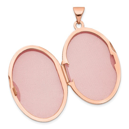 14k Rose Gold Polished 26mm Domed Oval Locket