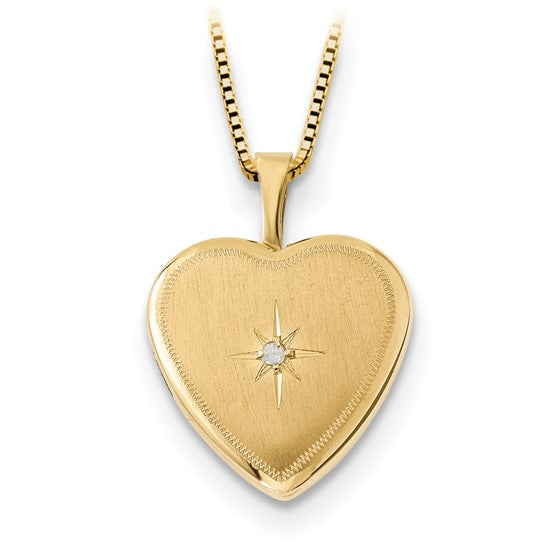 14K 16mmDiamond Heart Locket and Gold-plated Sterling 12mm Pendant