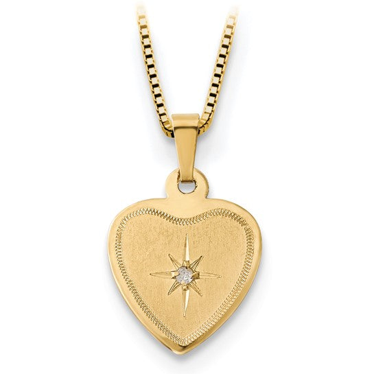 14K 16mmDiamond Heart Locket and Gold-plated Sterling 12mm Pendant