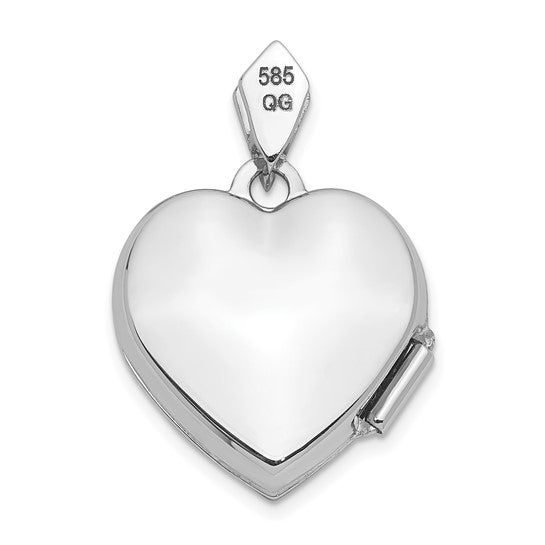 14k White Gold Diamond Vintage 15mm Heart Locket