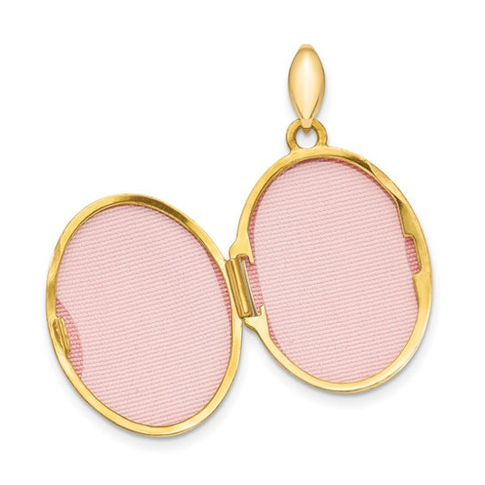 14k and Rhodium Polished Bride and Groom Oval Locket