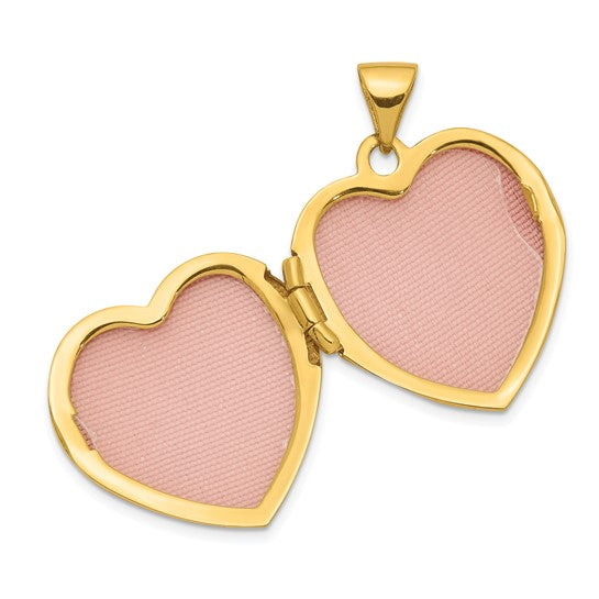 14K with White and Rose Rhodium Love Rose Diamond Heart Locket Pendant