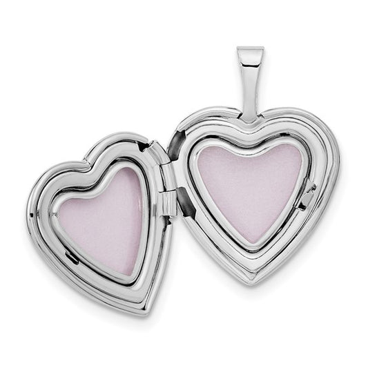 14k White Gold 16mm .01ct. Diamond Heart Locket