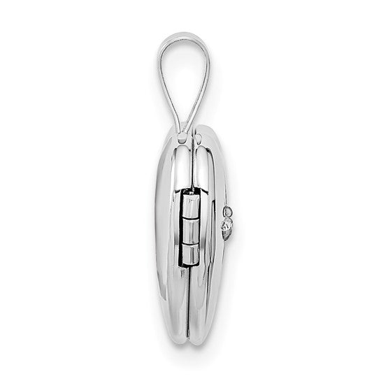 14k White Gold 12mm .01ct. Diamond Heart Locket