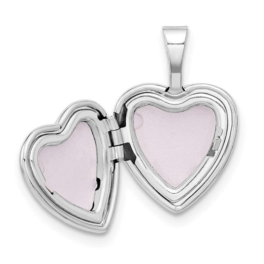 14k White Gold 12mm .01ct. Diamond Heart Locket
