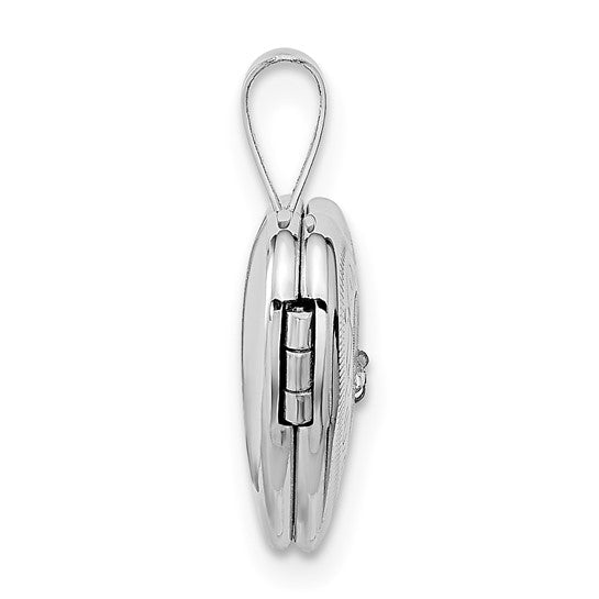 14k White Gold 12mm with .01ct. Diamond Star Heart Locket