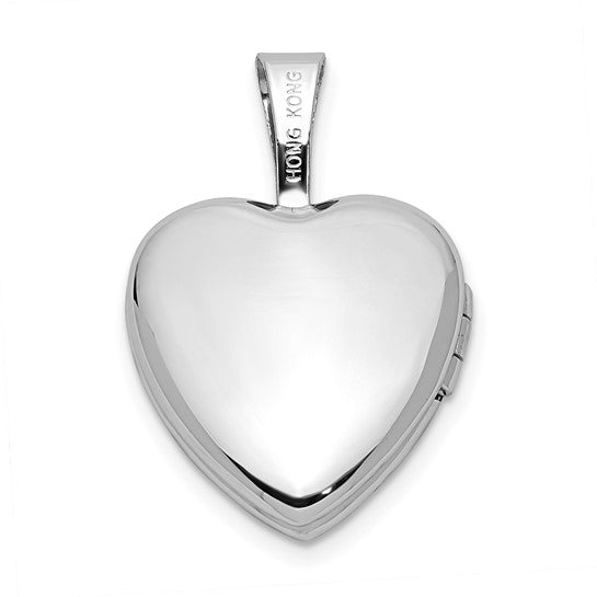 14k White Gold 12mm with .01ct. Diamond Star Heart Locket