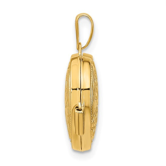 14ky Reversible Swirl Design 15mm Heart Locket