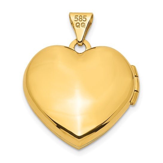 14ky Brushed with Beaded Edge 18mm Heart Locket