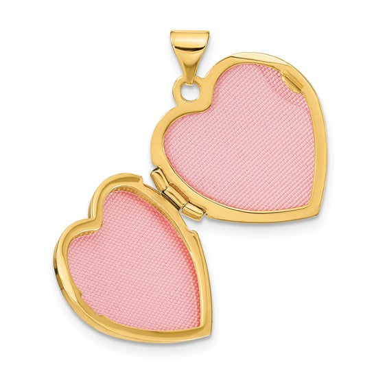 14ky Brushed with Beaded Edge 18mm Heart Locket