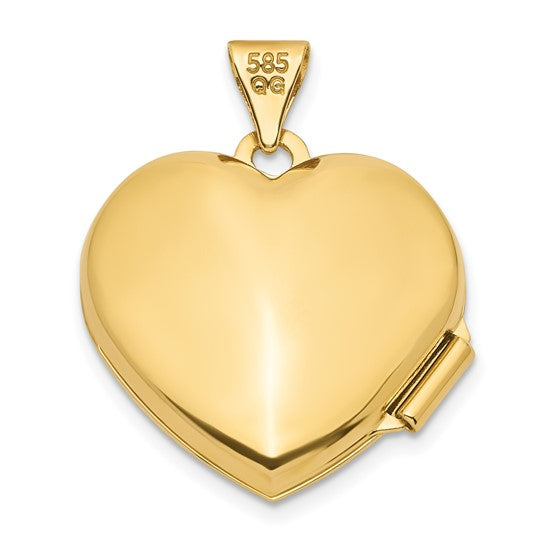 14k Enamel Leaves 18mm Heart Locket