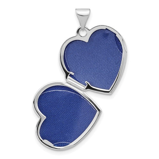 14k White Gold Enamel Leaves 18mm Heart Locket