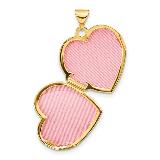 14k with White Rhodium Tree 18mm Heart Locket