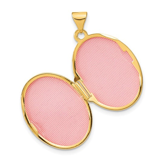 14k with White Rhodium Brushed Diamond Star 21mm Oval Locket