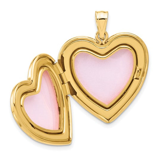 14K 24mm Polished Fancy Design Heart Locket