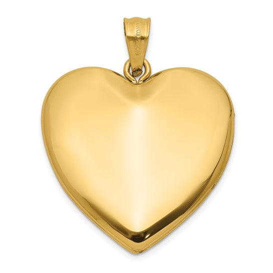 14K 24mm Satin and Polished Diamond Heart Locket