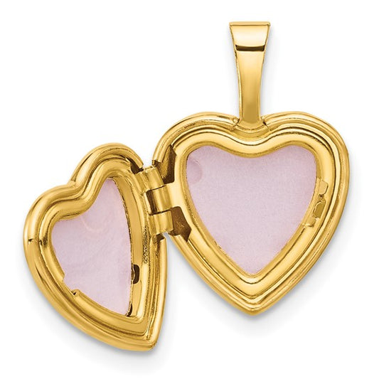 14K Polished and Satin 12mm Butterfly Heart Locket