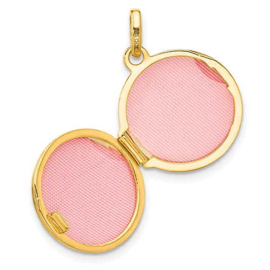 14K Polished Floral 16mm GRANDDAUGHTER Reversible Round Locket