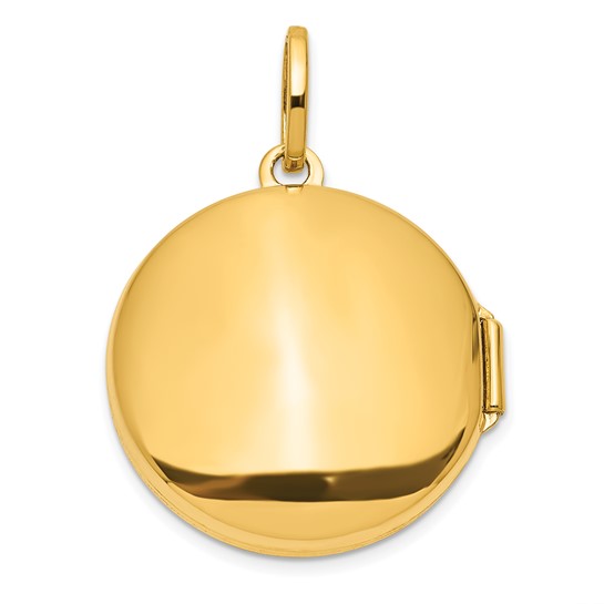 14K with White Rhodium 20mm Diamond Moon and Star Round Locket