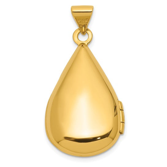 14k Polished 21x13mm Teardrop Shaped Locket