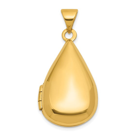 14k Polished 21x13mm Teardrop Shaped Locket