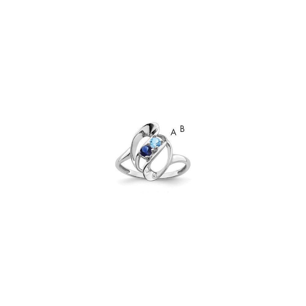 Sterling Silver Rhodium-plated Synthetic 2 Stone Mother's Ring