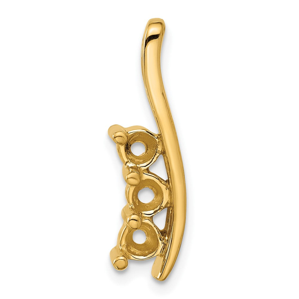 14k Three Stone Curved Bar Pendant Mounting