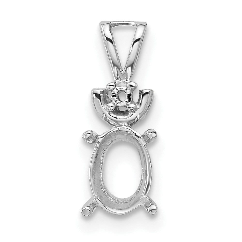 14k White Gold 8x6mm Oval Gemstone Pendant Mounting