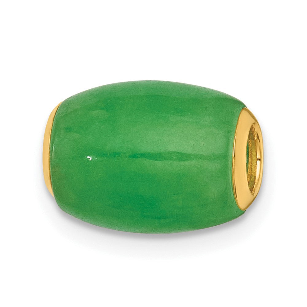 14K Polished Jade Oval Bead Slide Pendant