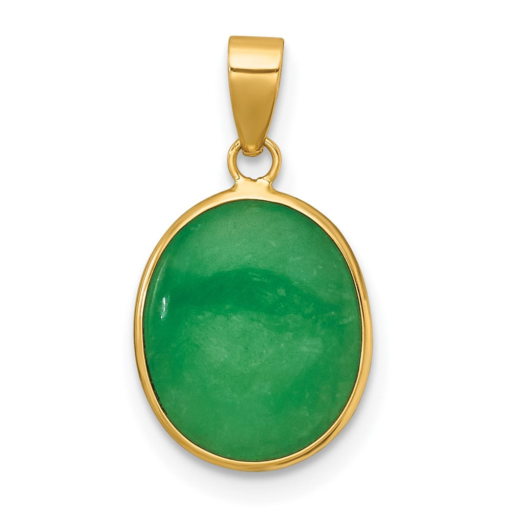 14K Polished Jade Oval Pendant