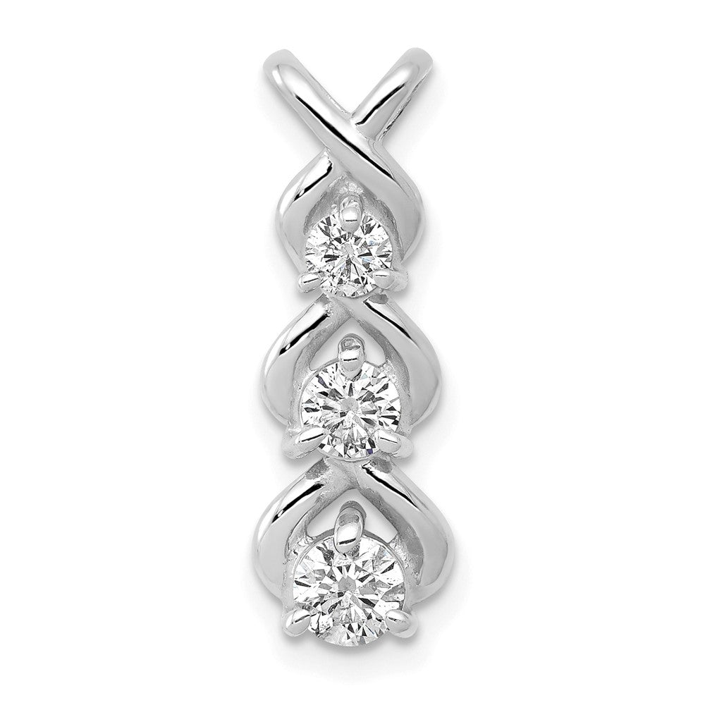 14k White Gold Holds 3 Stone Criss-Cross Chain Slide Mounting