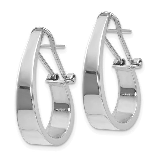 14k White Gold Polished 6mm Tapered Fancy J-Hoop Earrings