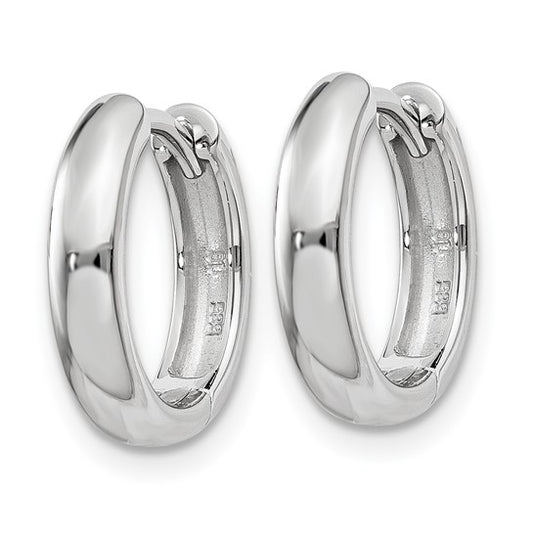 14k White Gold Round Hinged Hoop Earrings