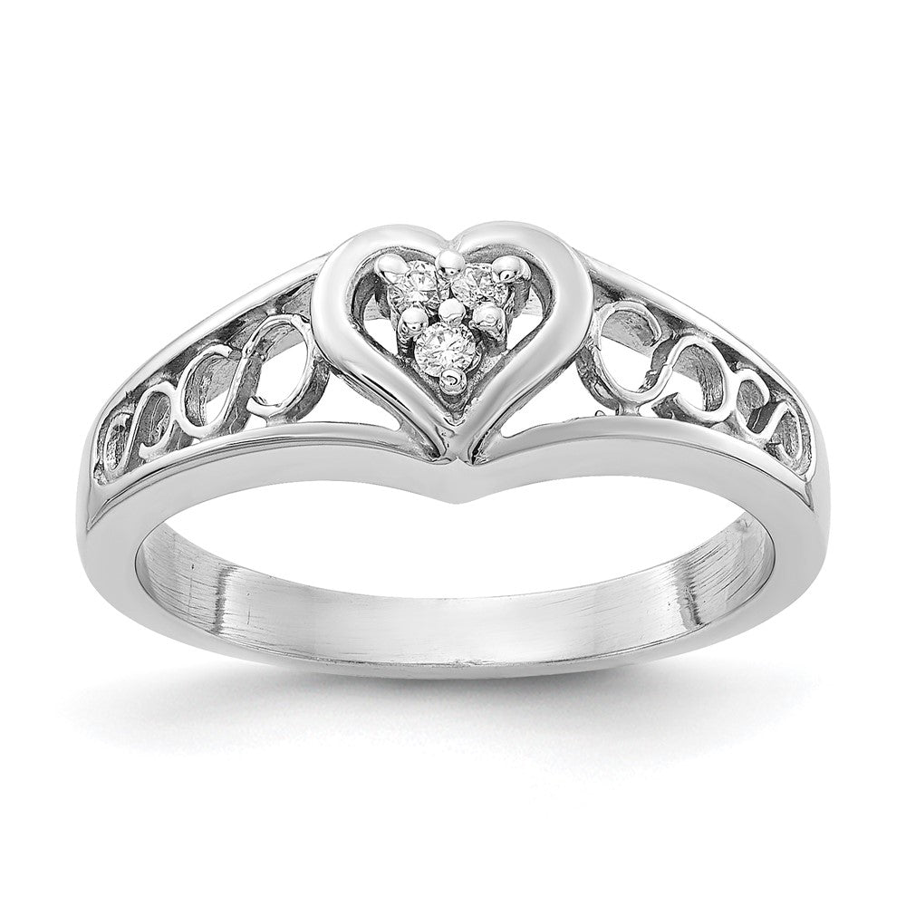 14k White Gold AAA Diamond heart ring