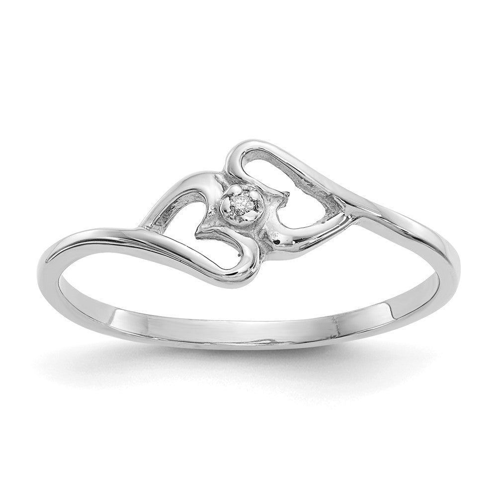 14k White Gold A Diamond heart ring